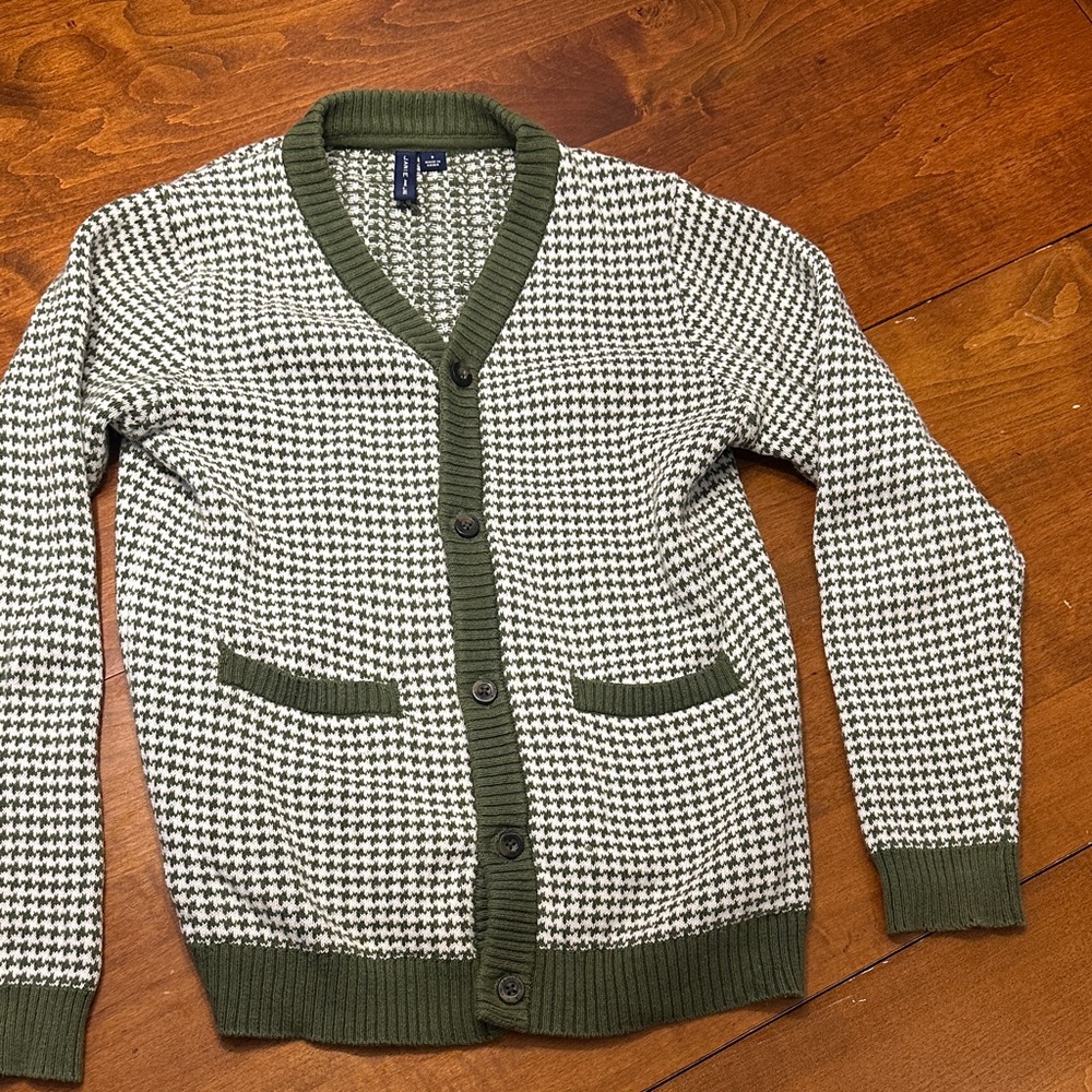 Janie and Jack Green and White Cardigan Sweater